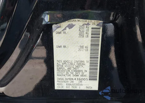 2013 Nissan Altima 2.5 S from USA, damaged, VIN 1N4AL3AP8DN436005